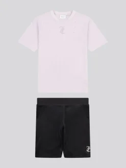 Juicy Couture Black Loose T-Shirt & Velour Cycling Shorts Set