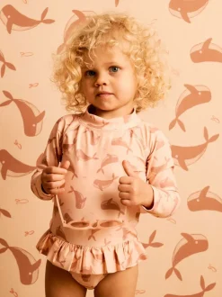 KIDLY BY MORI Polyester Long Sleeve Brown Swimsuit