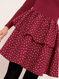 Lipsy Berry Pink 2-In-1 Polka Dot Tiered Dress (5-16yrs)