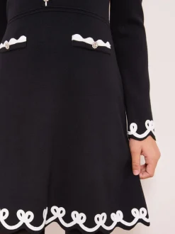 Lipsy Black Bow Tipped Knit Dress (5-16yrs)