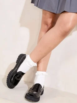 Lipsy Black Chunky Quilted Loafer School Shoes