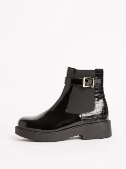 Lipsy Black Faux Croc Effect Chelsea Boots