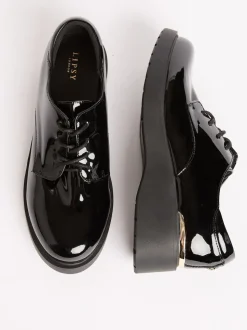 Lipsy Black Heel Clip Wedge Brogue School Shoes