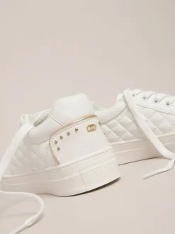 Lipsy White Lace Up Quilted Sports Trainers
