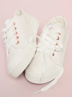 Lipsy White Low Top Lace-Up Canvas Baseball Trainers