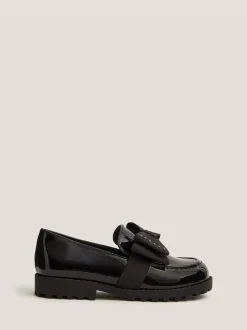 Monsoon Black Bow Patent Loafers