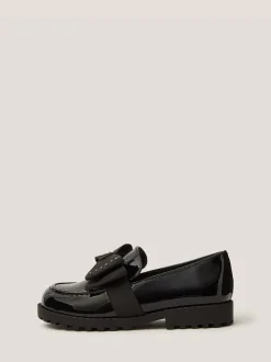 Monsoon Black Bow Patent Loafers