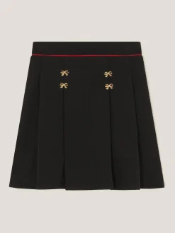 Monsoon Black Bow Pointelle Pleated Skirt