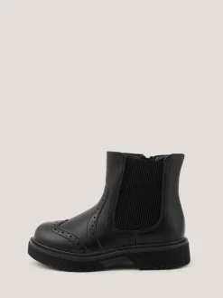 Monsoon Black Brogue Chelsea Boots
