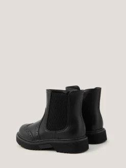Monsoon Black Brogue Chelsea Boots
