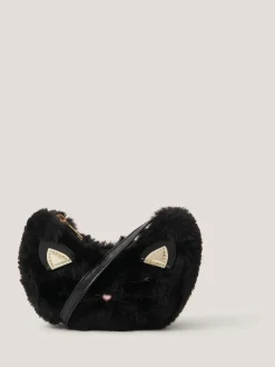 Monsoon Black Fluffy Cat Cross-Body Bag