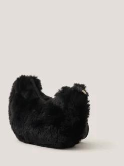 Monsoon Black Fluffy Cat Cross-Body Bag