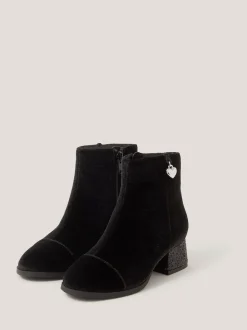Monsoon Black Velvet Glitter Heel Boots