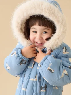 MORI Blue Cosy Zip-Up Lined Snowsuit