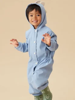 MORI Blue Dinosaur Lined Waterproof Puddlesuit