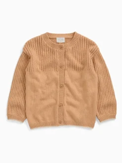 MORI Brown Cosy Pointelle Knitted Cardigan