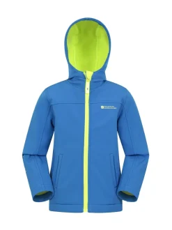 Mountain Warehouse Aqua Blue Exodus Kids Water Resistant Softshell Jacket
