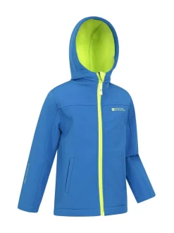 Mountain Warehouse Aqua Blue Exodus Kids Water Resistant Softshell Jacket
