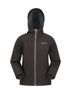 Mountain Warehouse Black Exodus Kids Water Resistant Softshell Jacket