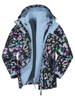 Mountain Warehouse Blue Aries Printed Waterproof 3-in-1 Jacket