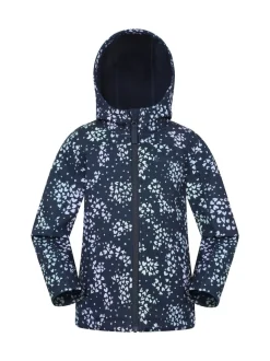 Mountain Warehouse Blue Exodus Kids Printed Water-Resistant Softshell Jacket