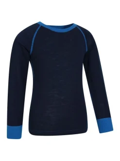 Mountain Warehouse Blue Merino II Kids Round Neck Thermal Top