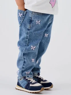 Name It Blue Bow Embroidery Mom Jeans