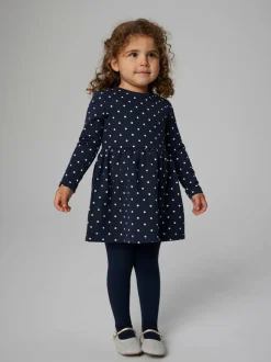 Name It Blue Sweat Long Sleeve Polkadot Dress