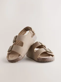 Neutral Standard Fit (F) Double Buckle Cushioned Footbed Sandals