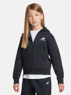 New Balance Black Brush Back Graphic Print Zip Hoodie