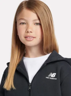 New Balance Black Brush Back Graphic Print Zip Hoodie