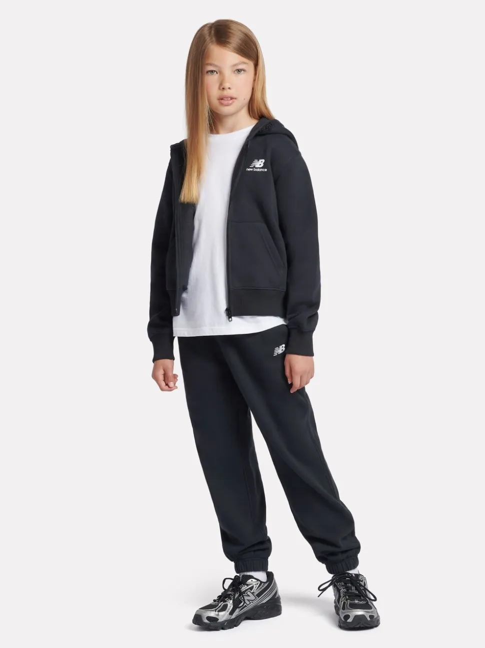 New Balance Black Brush Back Graphic Print Zip Hoodie