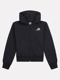 New Balance Black Brush Back Graphic Print Zip Hoodie