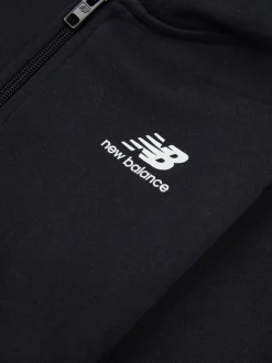 New Balance Black Brush Back Graphic Print Zip Hoodie