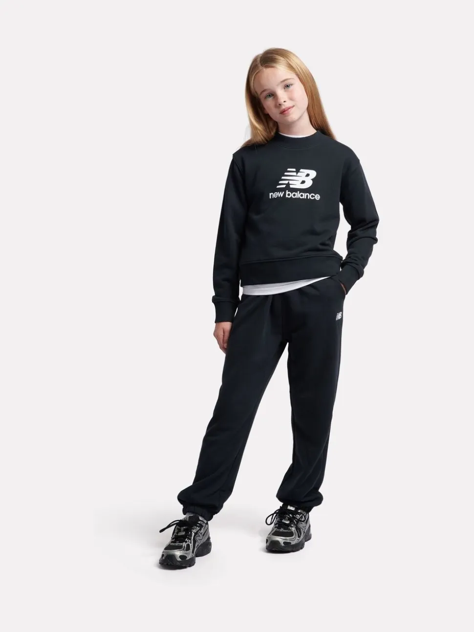 New Balance Black French Terry Stacked Logo Crew Sweatshirt