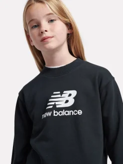 New Balance Black French Terry Stacked Logo Crew Sweatshirt