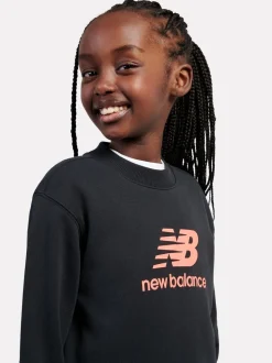 New Balance Black Stacked Logo FT Crew and Joggers Set