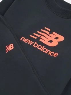 New Balance Black Stacked Logo FT Crew and Joggers Set