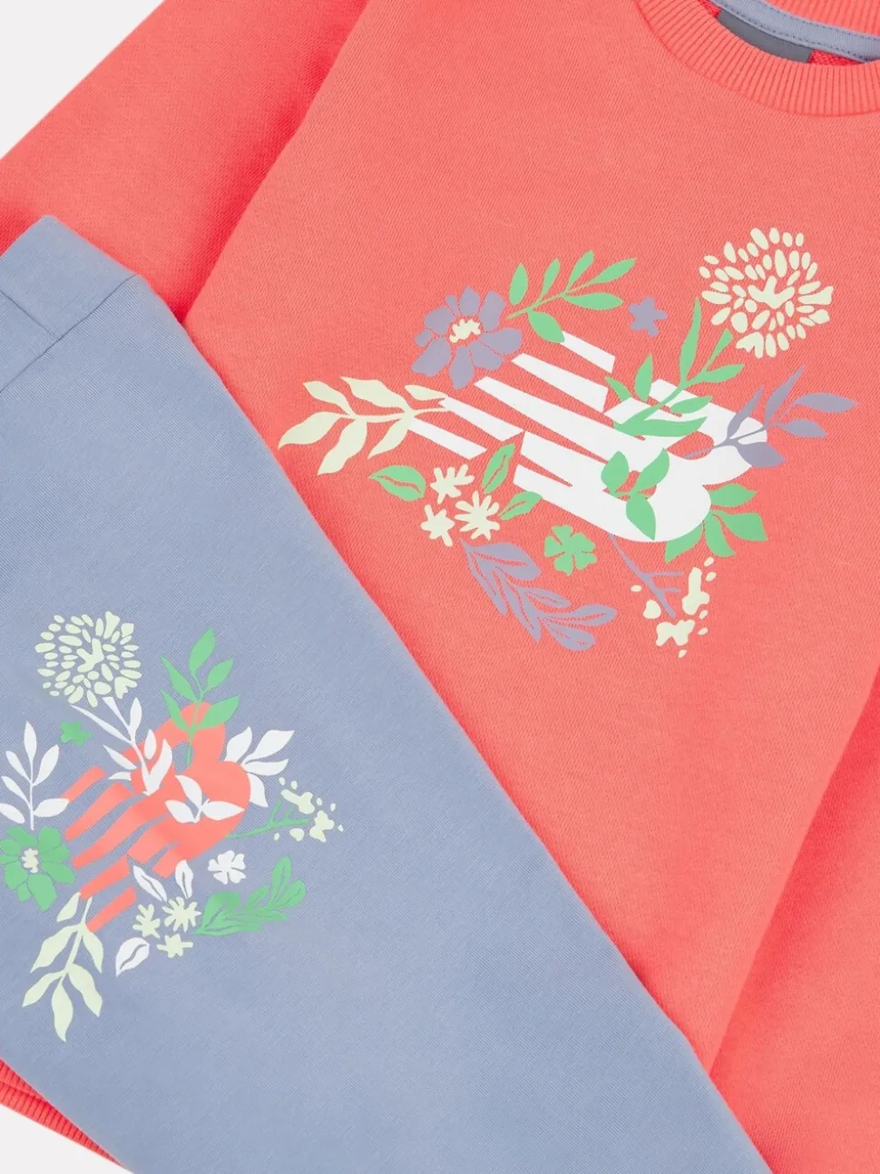 New Balance Blue Kids Floral Crew and Leggings Set