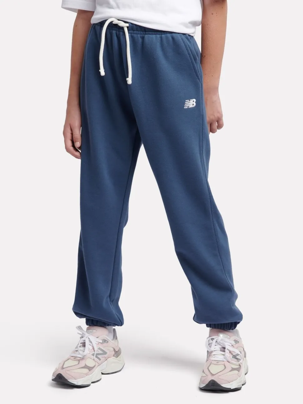 New Balance Blue Kids French Terry Small Logo Joggers