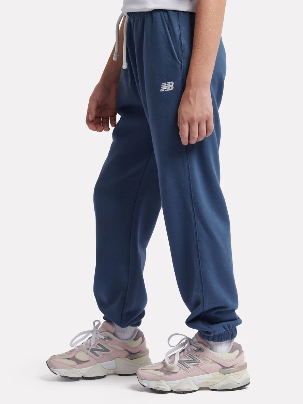 New Balance Blue Kids French Terry Small Logo Joggers