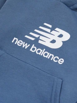 New Balance Blue Kids French Terry Stacked Logo Hoodie