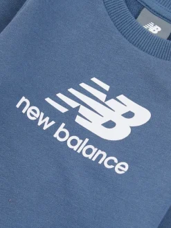New Balance Blue Kids Stacked Logo Crew Sweatshirt