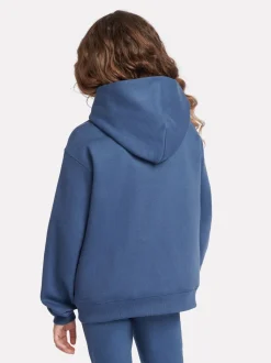 New Balance Blue Small Girls Brush Back Logo Hoodie