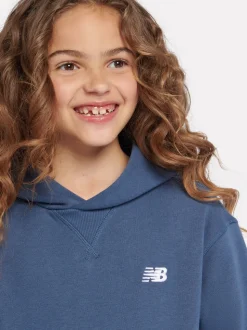New Balance Blue Small Girls Brush Back Logo Hoodie