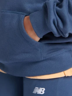 New Balance Blue Small Girls Brush Back Logo Hoodie