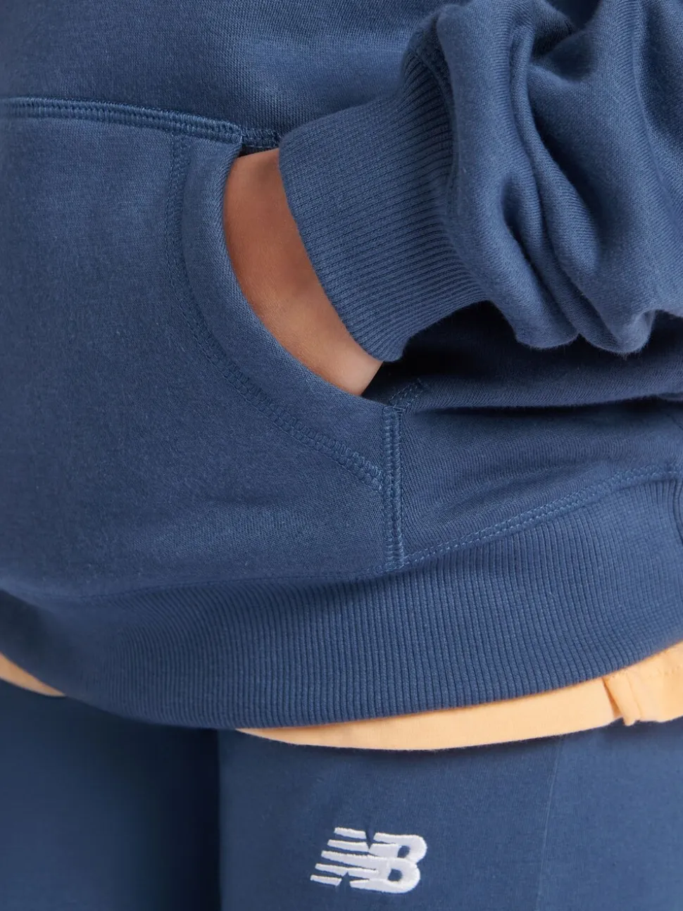 New Balance Blue Small Girls Brush Back Logo Hoodie