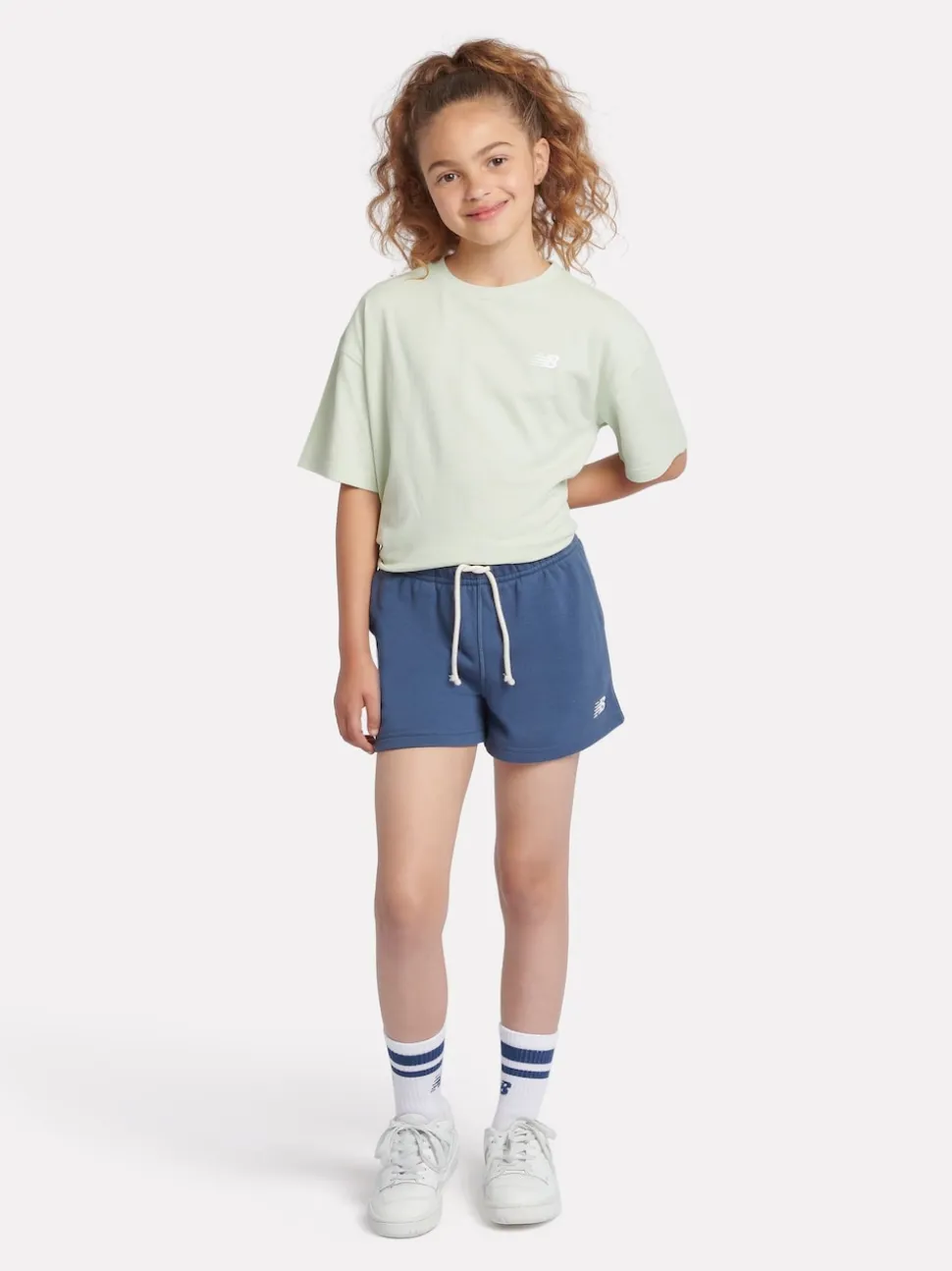New Balance Blue Small Girls Logo Shorts