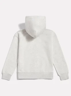 New Balance Grey Small Girls Brush Back Logo Zip Hoodie