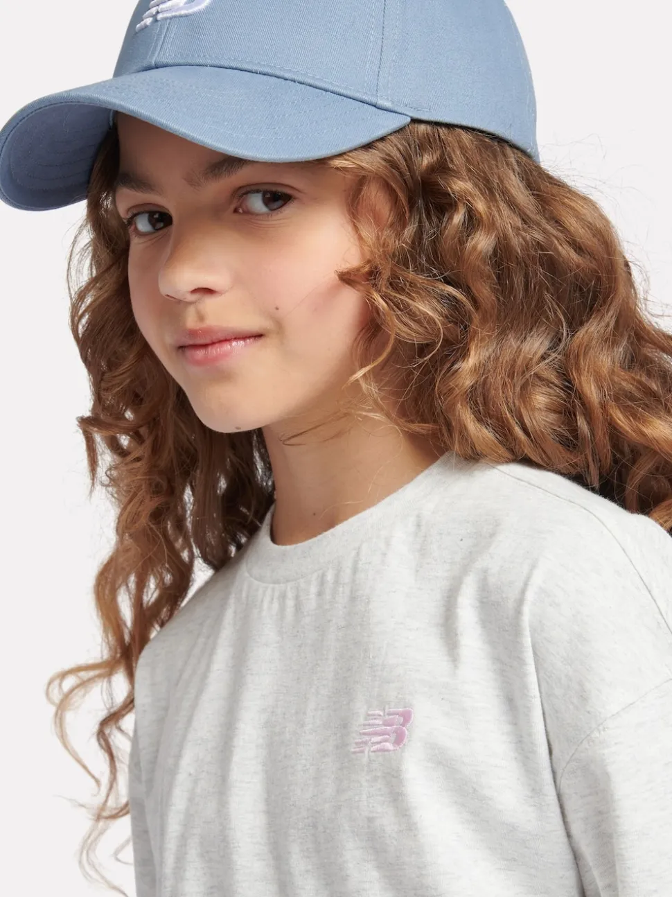 New Balance Grey Small Girls Logo 100% Cotton T-Shirt